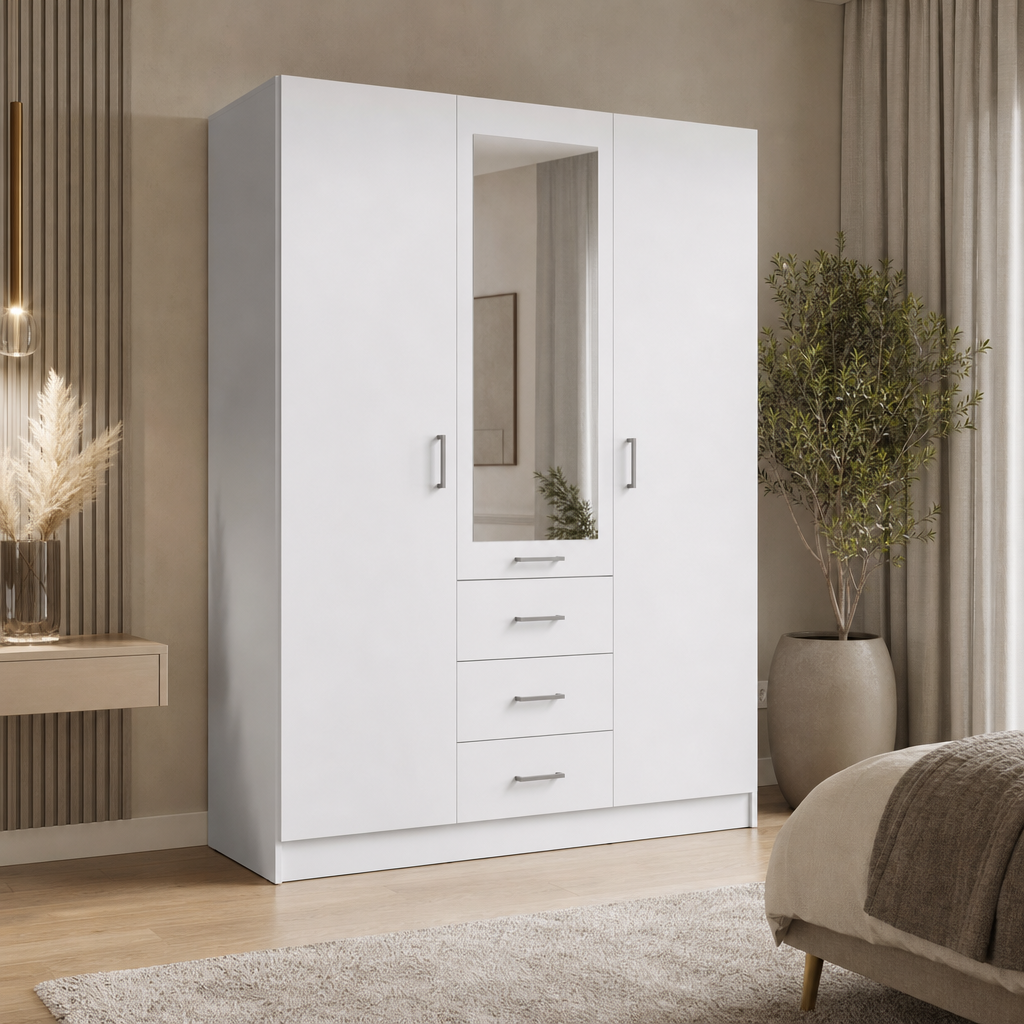 Szafa trzydrzwiowa INDUS 150 cm - Kolor Biały