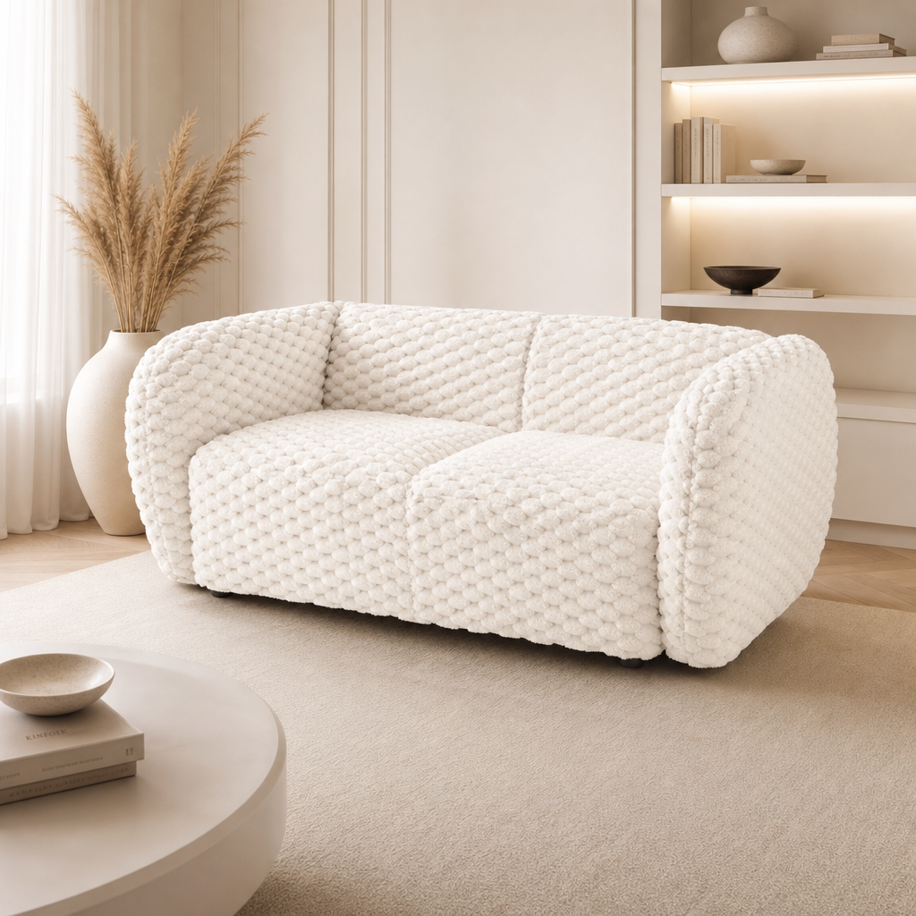 Sofa NEVARIS - Kolor Kremowy / Tkanina
