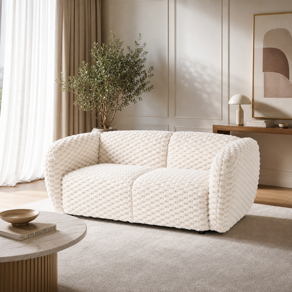 Sofa NEVARIS - Kolor Kremowy / Tkanina