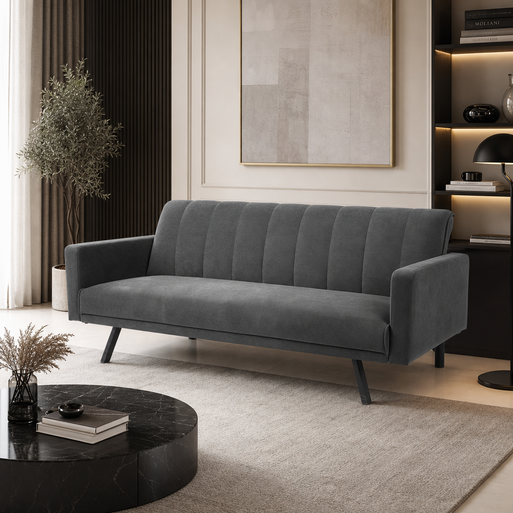 Sofa rozkładana ANDROMEDA - Kolor Popielaty / Welur