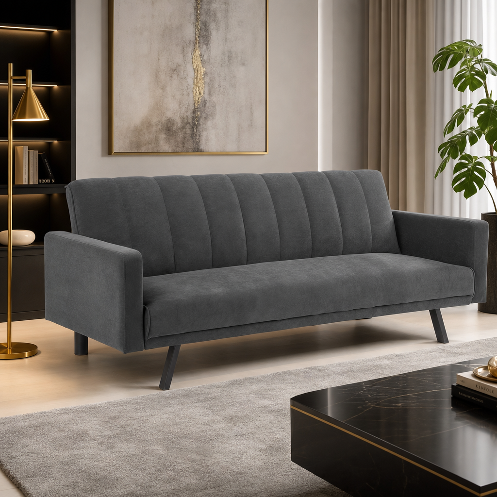 Sofa rozkładana ANDROMEDA - Kolor Popielaty / Welur