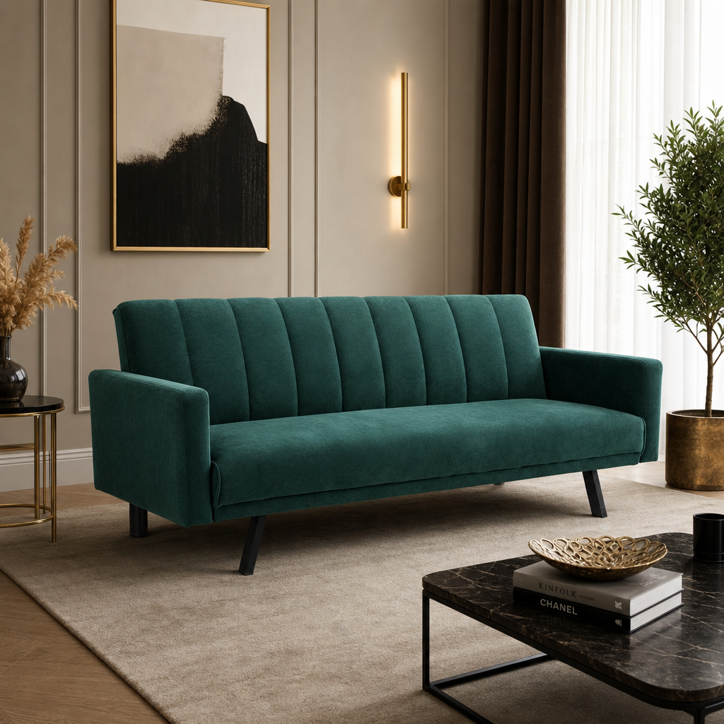 Sofa rozkładana ANDROMEDA - Ciemny Zielony / Welur