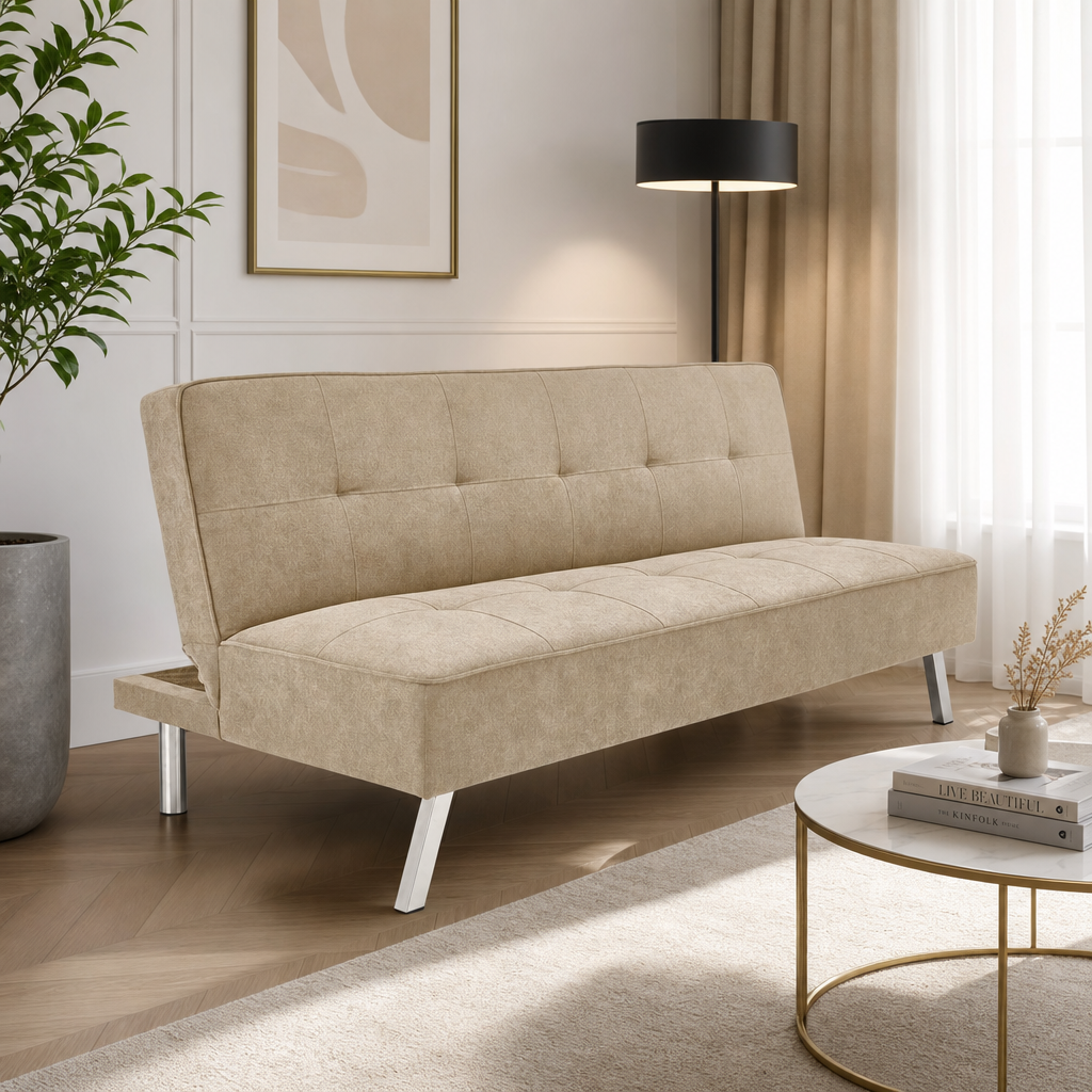 Sofa rozkładana ASTRION - Kolor Beżowy / Tkanina