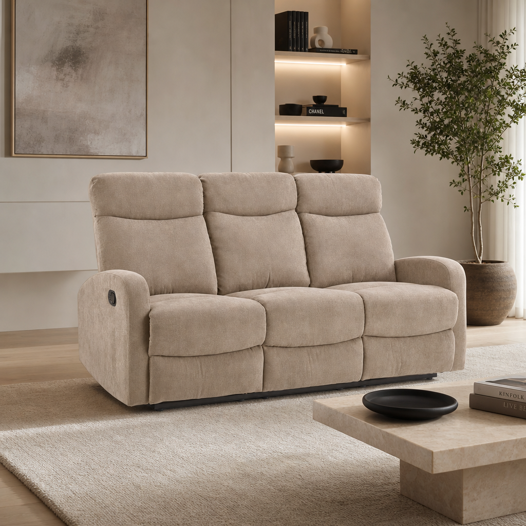 Sofa trzyosobowa rozkładana ORION - Kolor Beżowy / Tkanina