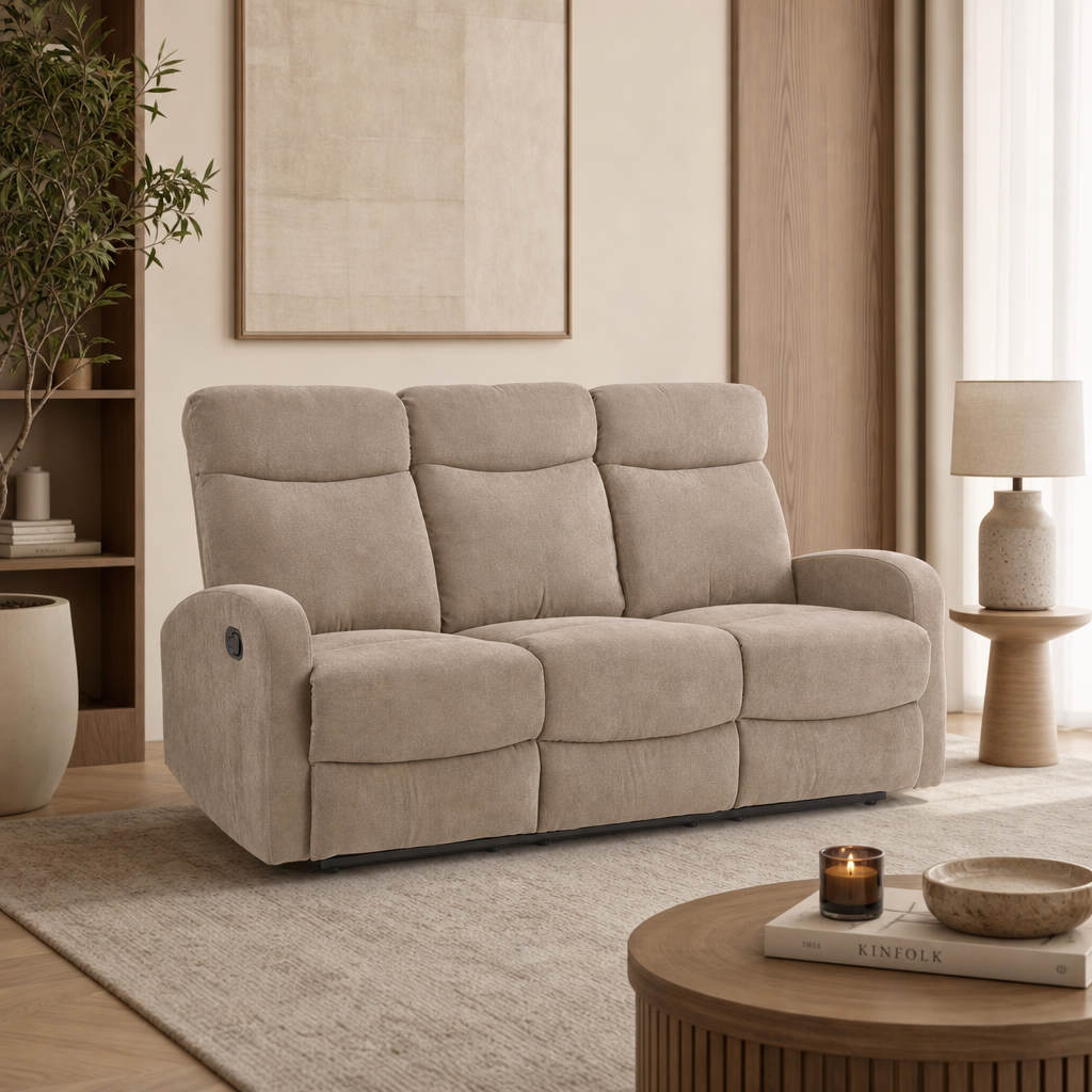 Sofa trzyosobowa rozkładana ORION - Kolor Beżowy / Tkanina
