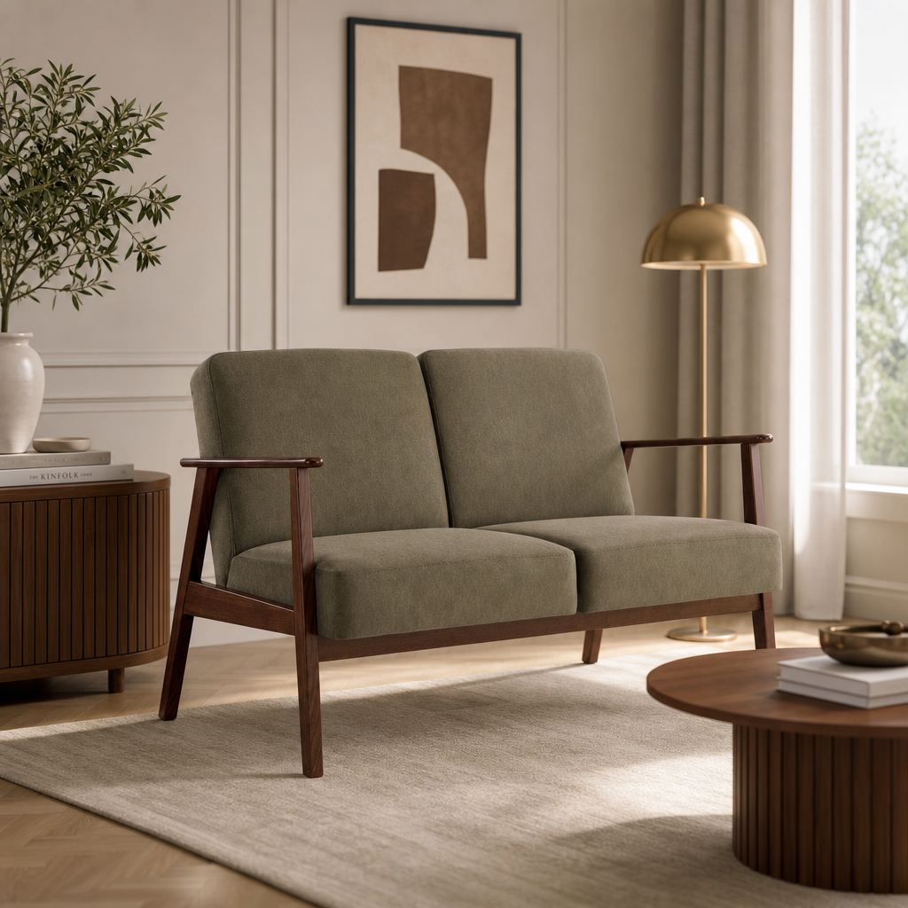 Sofa dwuosobowa STELLAR - Kolor Oliwkowy / Tkanina Fjord