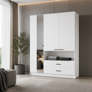 Szafa CELUS 158 cm z lustrem  - Kolor Biały