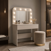 Toaletka GLAM z lustrem i oświetleniem LED - Kaszmirowy Beż