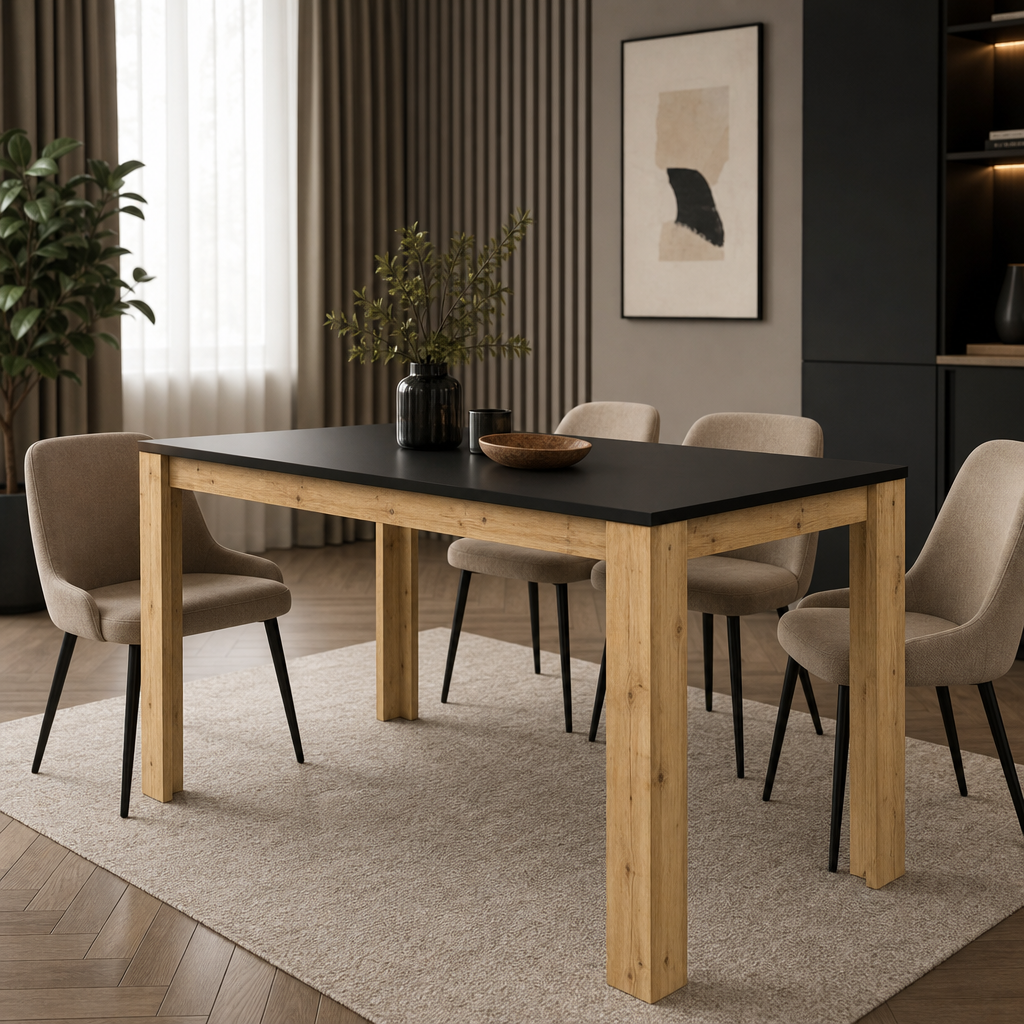 Stół LUMINA 180x90 - Czarny Onyx / Dąb Artisan