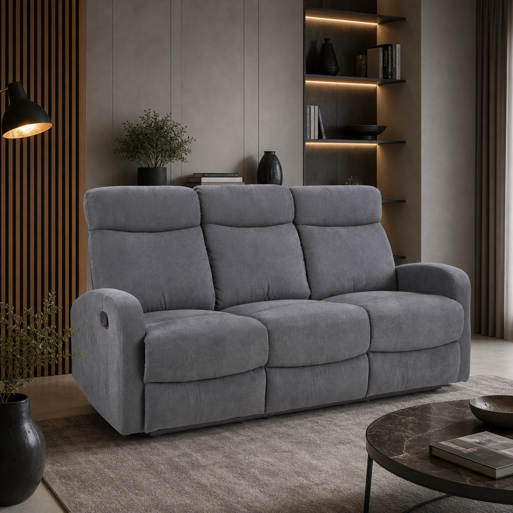 Sofa trzyosobowa rozkładana ORION - Kolor Ciemny Popielaty / Tkanina