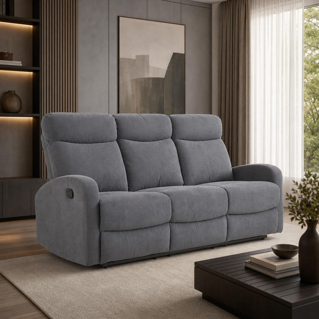 Sofa trzyosobowa rozkładana ORION - Kolor Ciemny Popielaty / Tkanina