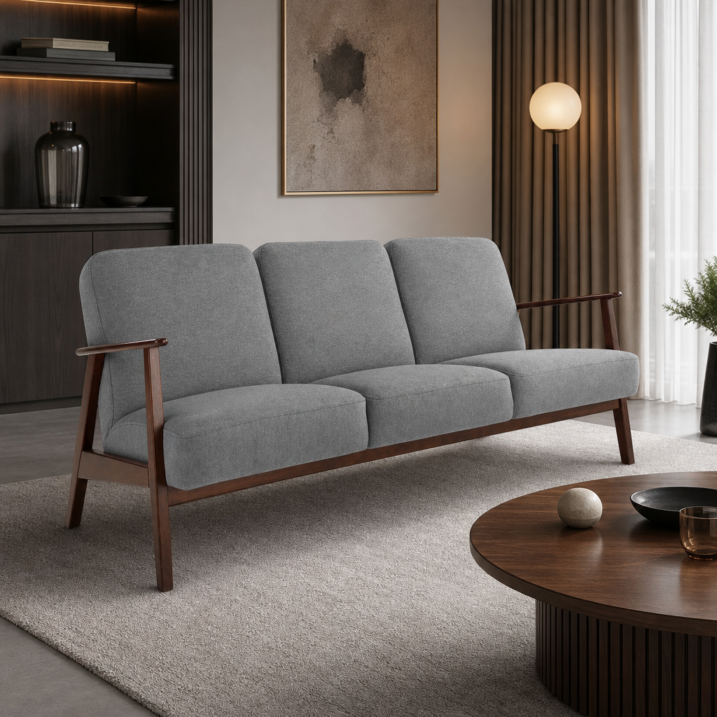 Sofa trzyosobowa VERTIGO - Kolor Popielaty / Tkanina Fjord