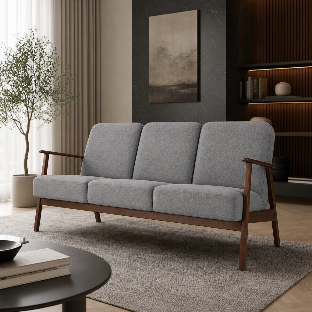Sofa trzyosobowa VERTIGO - Kolor Popielaty / Tkanina Fjord