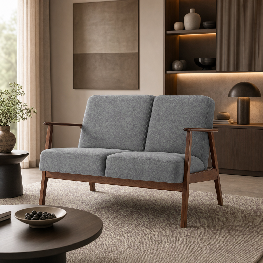 Sofa dwuosobowa VERTIGO - Kolor Popielaty / Tkanina Fjord