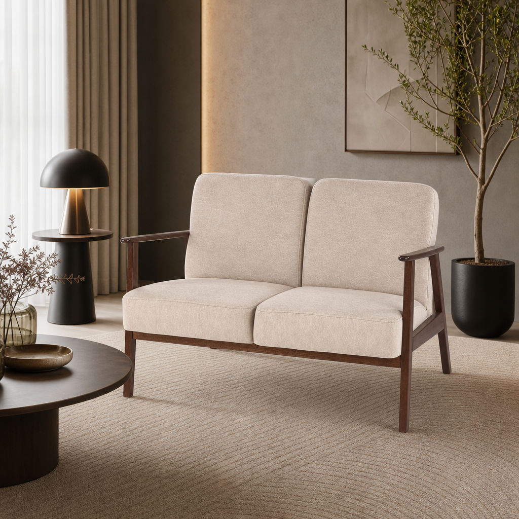 Sofa dwuosobowa VERTIGO - Kolor Beżowy / Tkanina Fjord