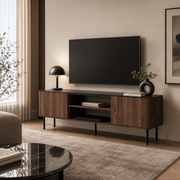 Stolik RTV ALIOT 150 cm - Kolor Orzech / Czarny Marmur