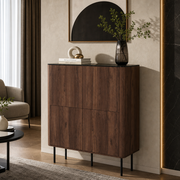 Komoda ALIOT 100 cm - Kolor Orzech / Czarny Marmur