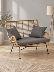 Sofa CHETO 96 cm XL - brązowy / popielaty / tkanina