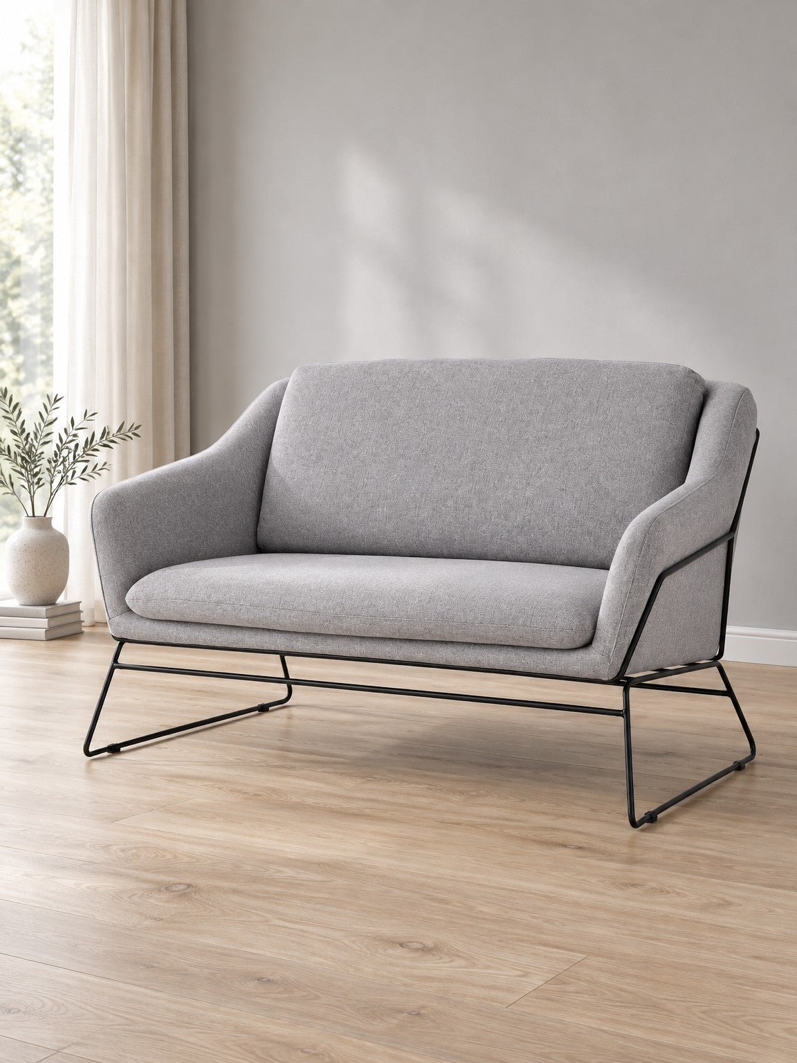 Sofa CHORI 125 cm XL - jasny popiel / czarny / tkanina