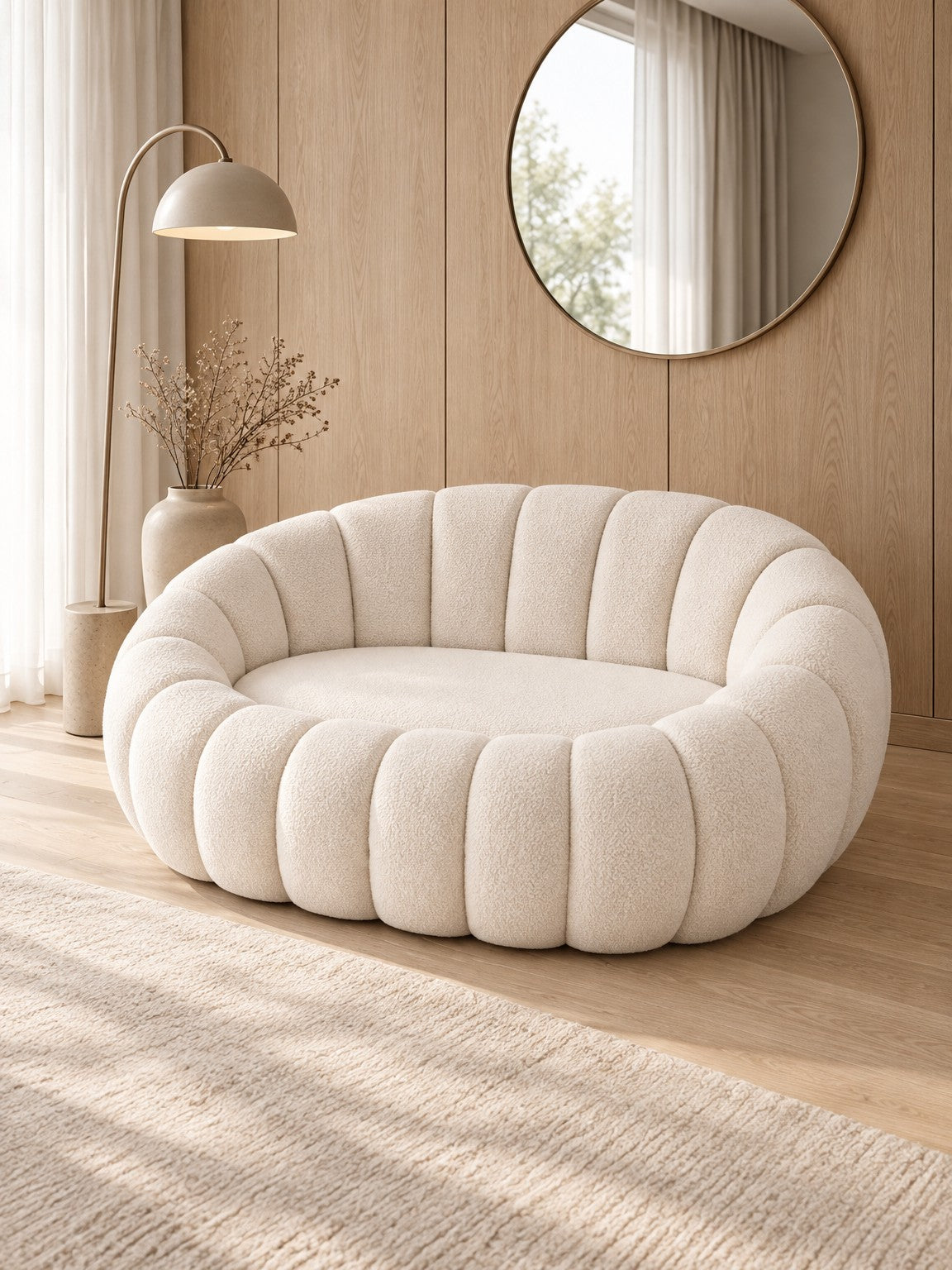 Sofa DELTA 140 cm XL - kremowy / boucle