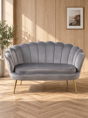 Sofa HALIRA 138 cm - szary / złoty / velvet
