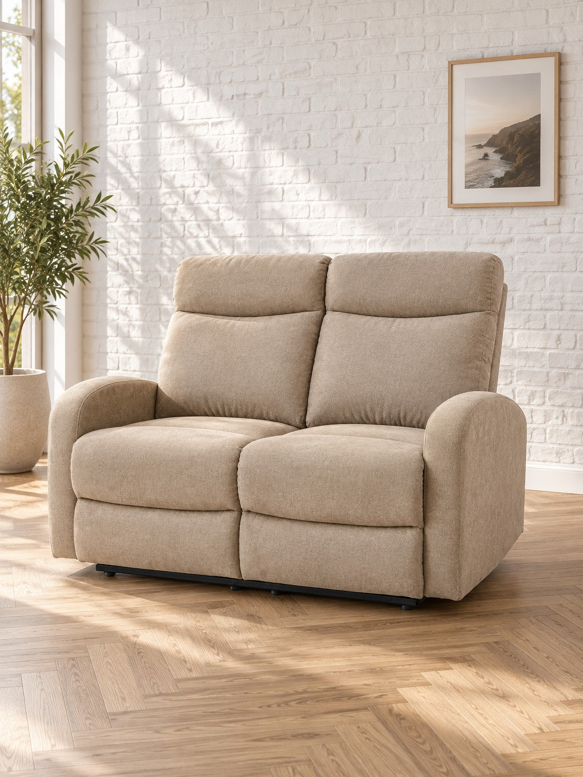 Sofa PADA 128 cm - beżowy / tkanina