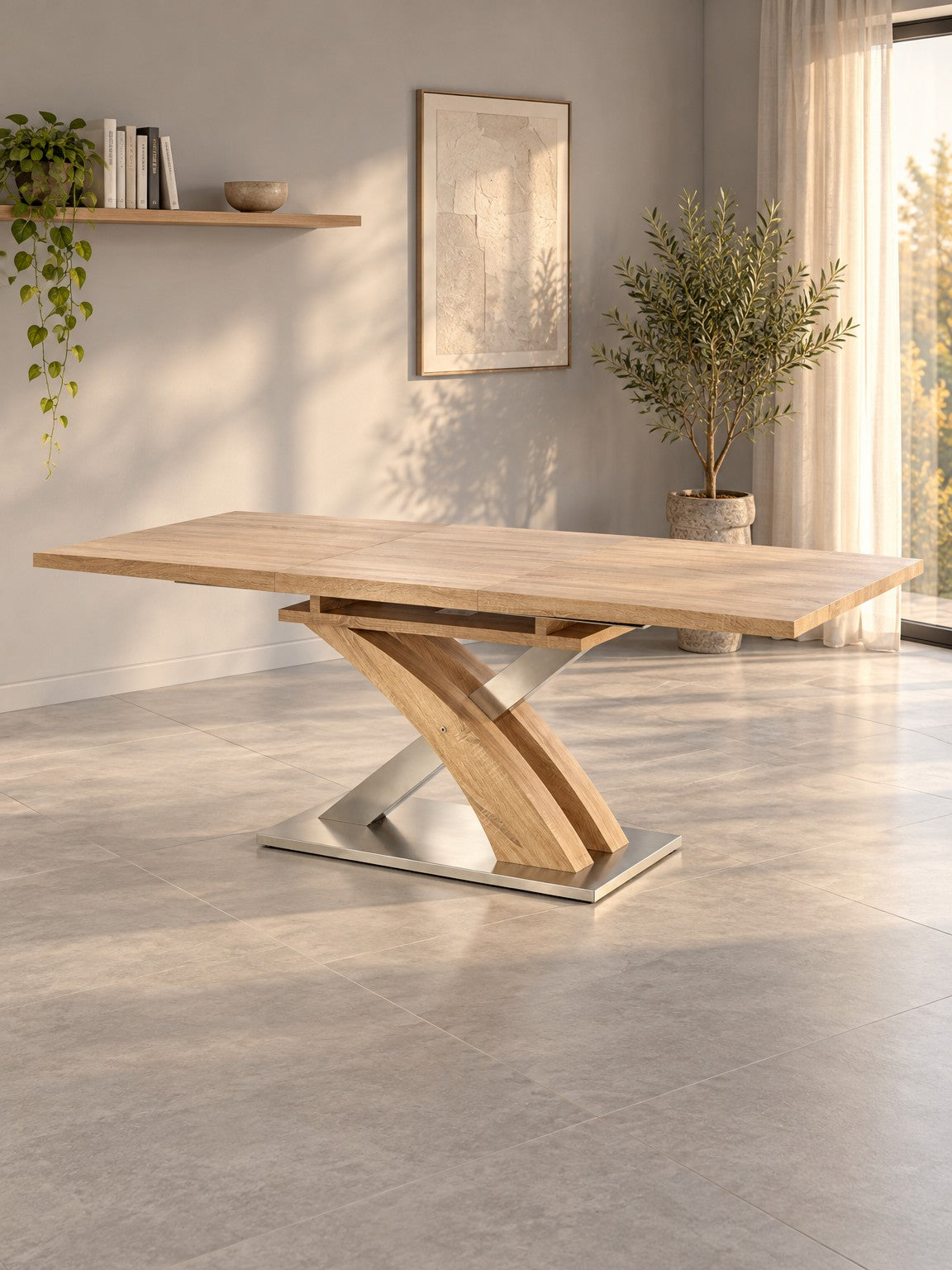 Stół ACHIRD 160-220 cm - dąb sonoma / metal