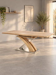 Stół ACHIRD 160-220 cm - dąb sonoma / metal