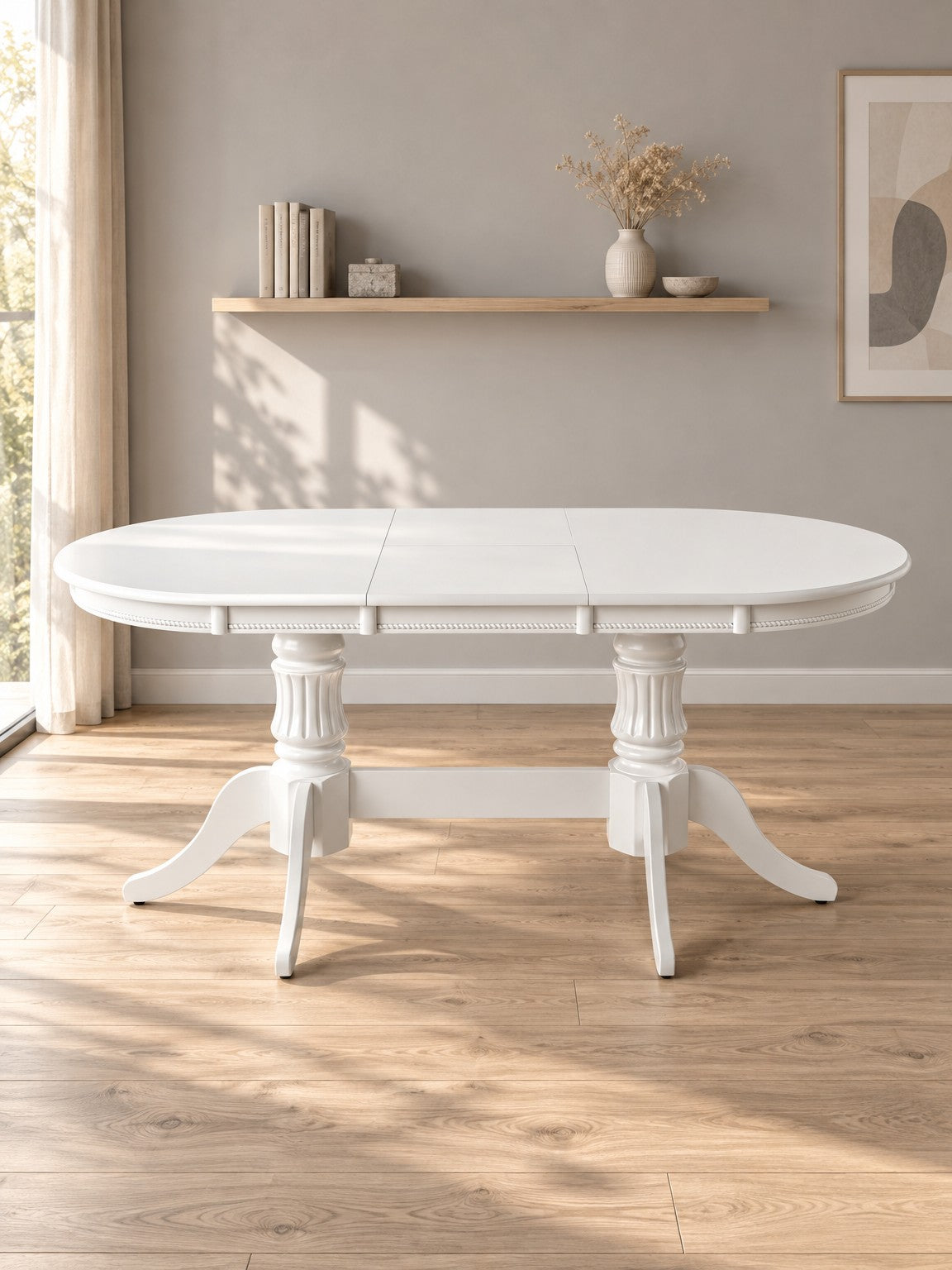 Stół BERTA 150-190 cm - biały / lite drewno