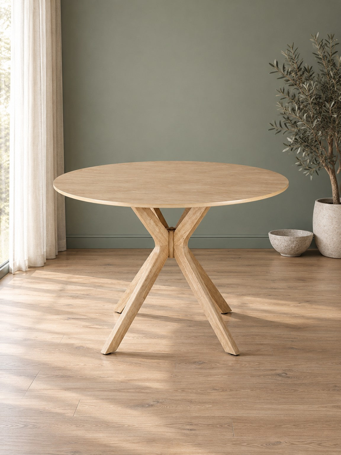 Stół CHALO ø120 cm - dąb naturalny / okleina drewniana
