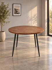 Stół CHOSI ø105 cm - brązowy / czarny / metal