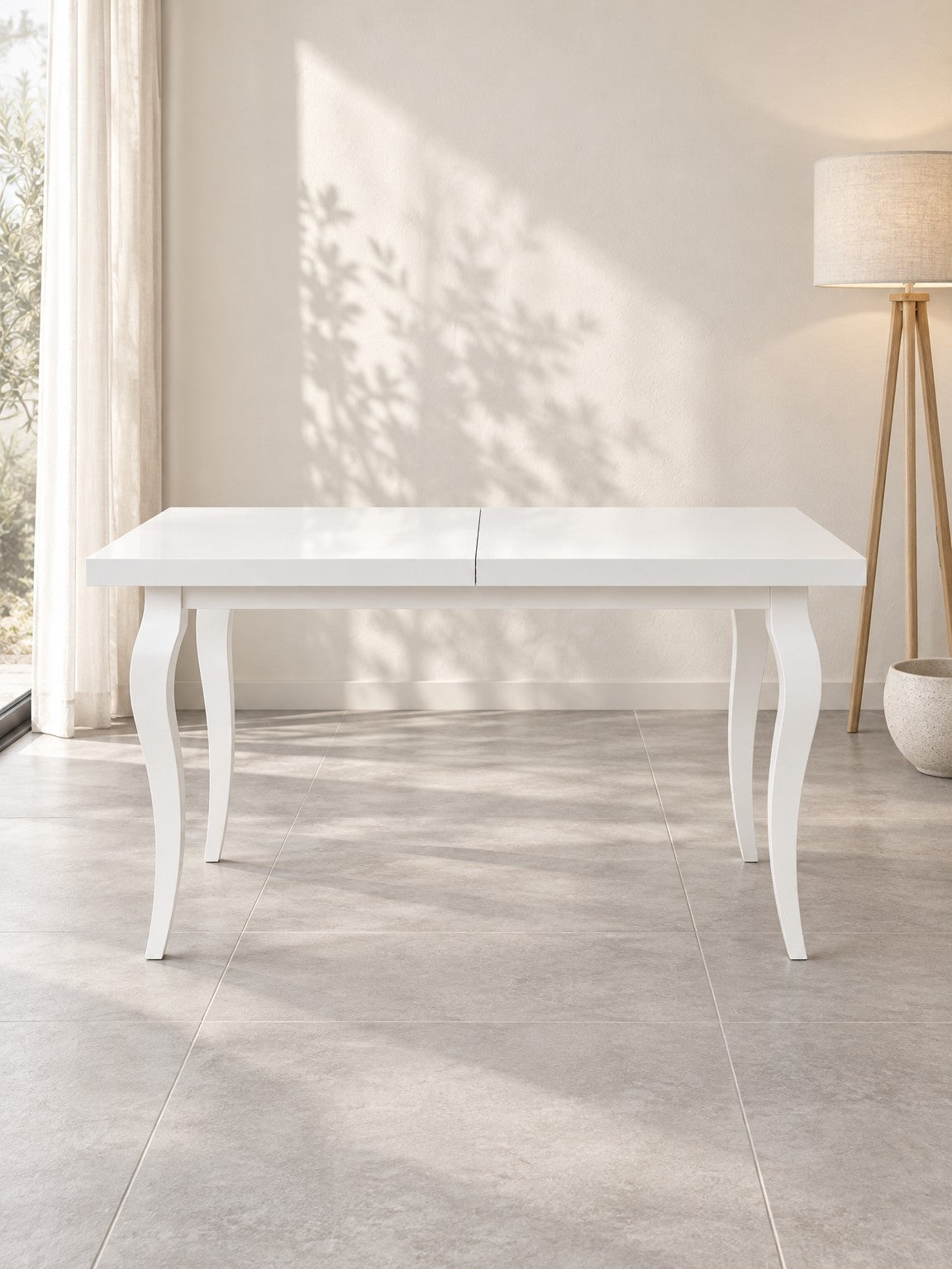 Stół CZAPA 140-180 cm - biały / lite drewno