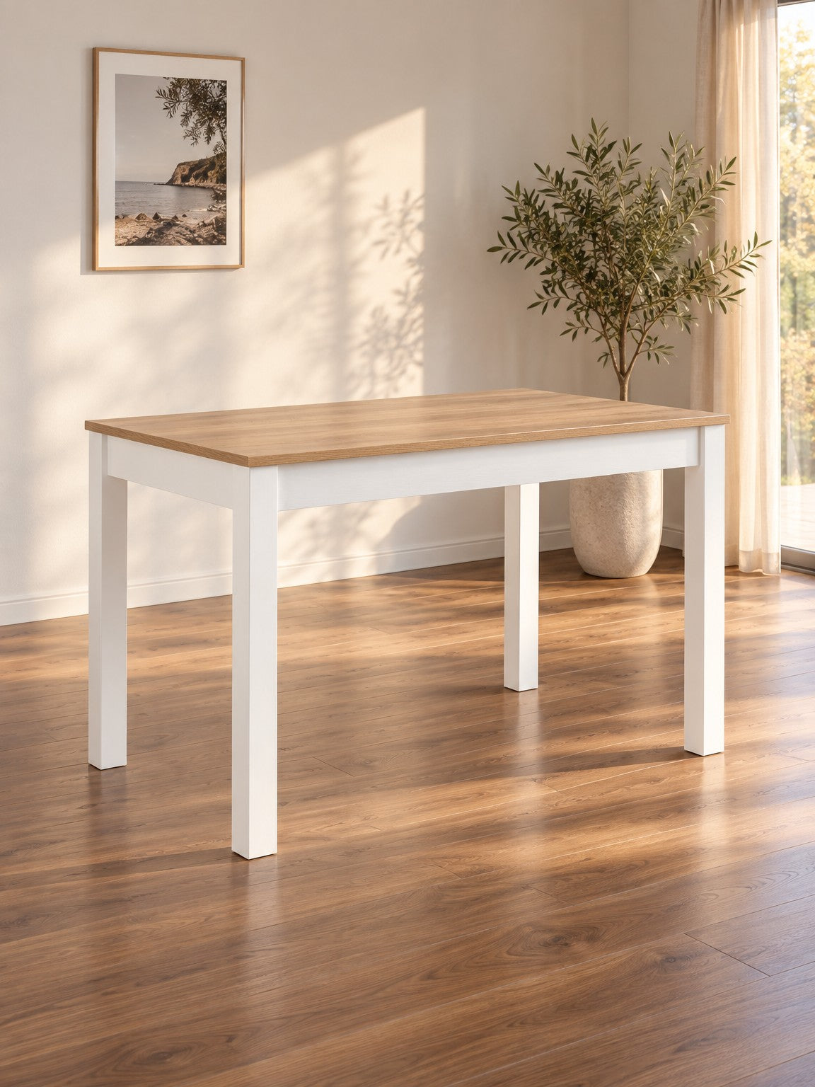 Stół FALORA 120 cm - dąb sonoma / biały