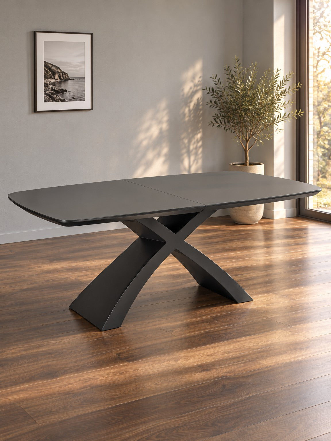 Stół FIDRA 180-220 cm - ciemny popiel / czarny