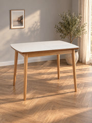 Stół JUKA 90-190 cm - biały / brązowy / lite drewno