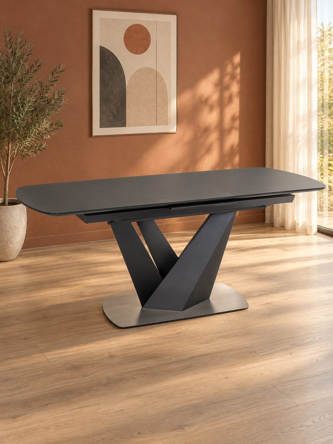 Stół KELINA 160-200 cm - ciemny popiel / czarny / metal