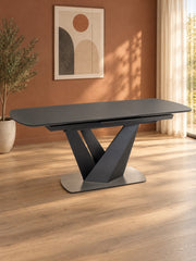 Stół KELINA 160-200 cm - ciemny popiel / czarny / metal