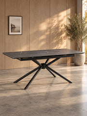 Stół MELORA 160-220 cm - czarny marmur / spiek kwarcowy