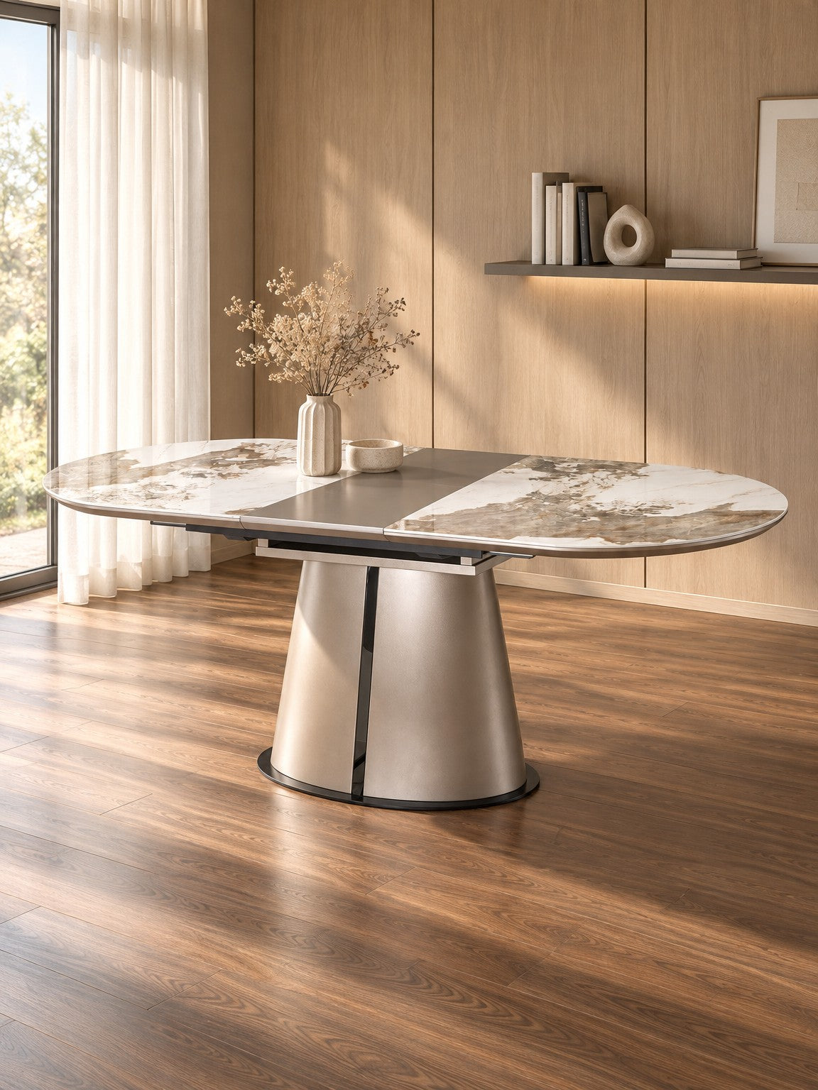 Stół OADA 160-200 cm - cappuccino / czarny / ceramika