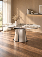 Stół OADA 160-200 cm - cappuccino / czarny / ceramika