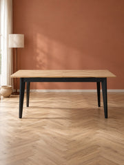 Stół PERIS 160-240 cm - dąb naturalny / czarny / okleina drewniana