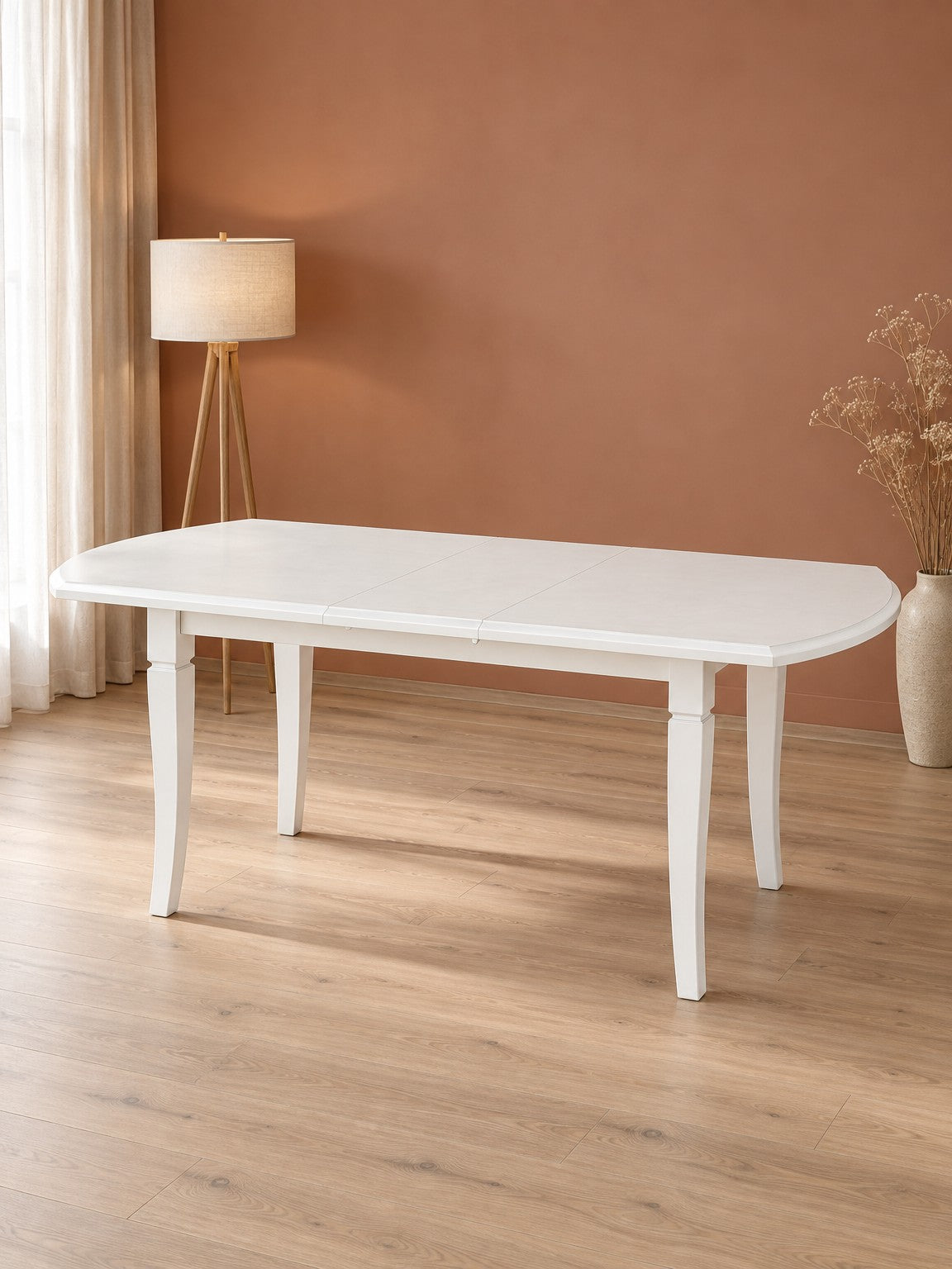 Stół URLI 160-240 cm - biały / lite drewno