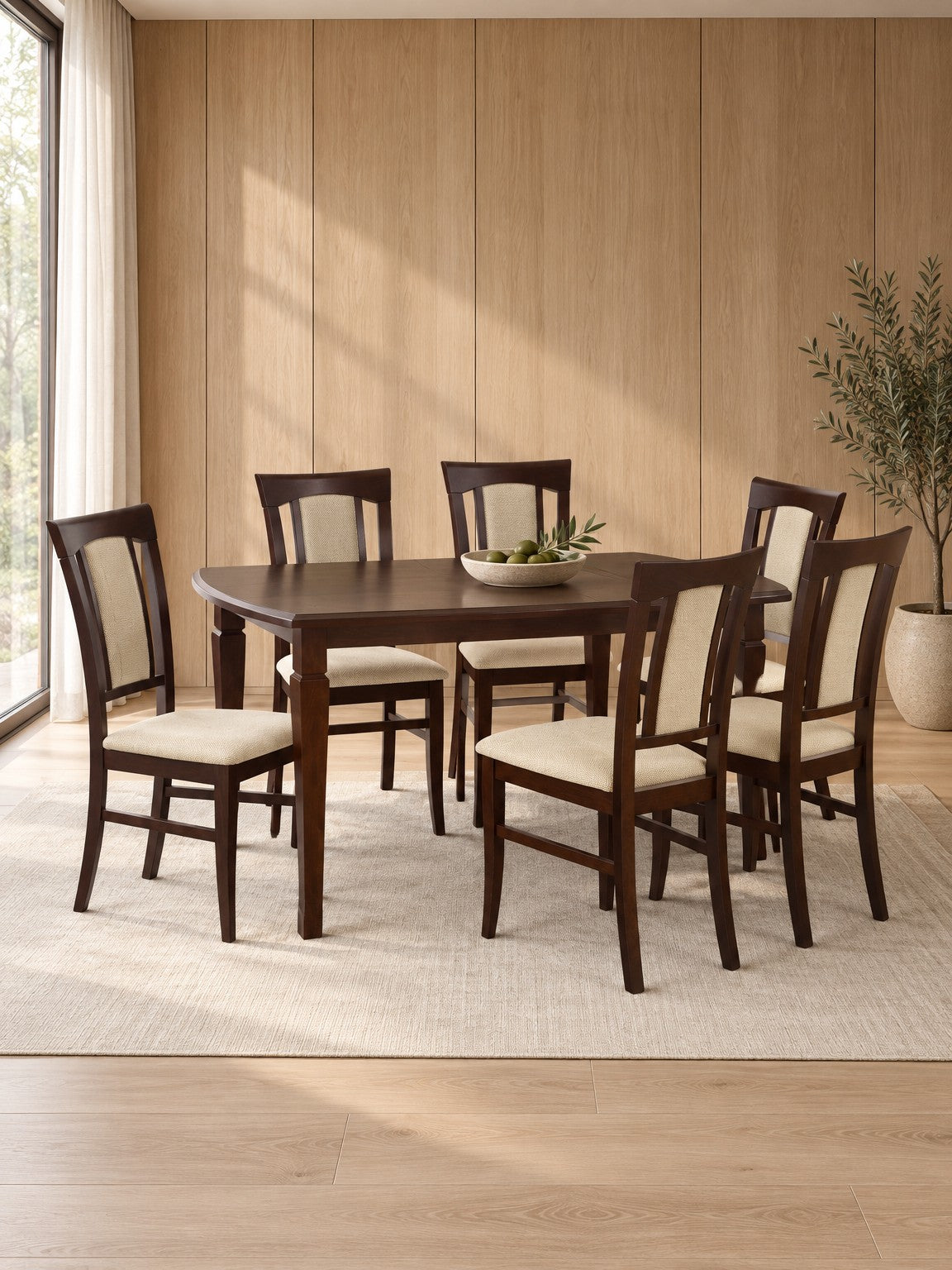Stół URLI 160-240 cm - ciemny orzech / lite drewno