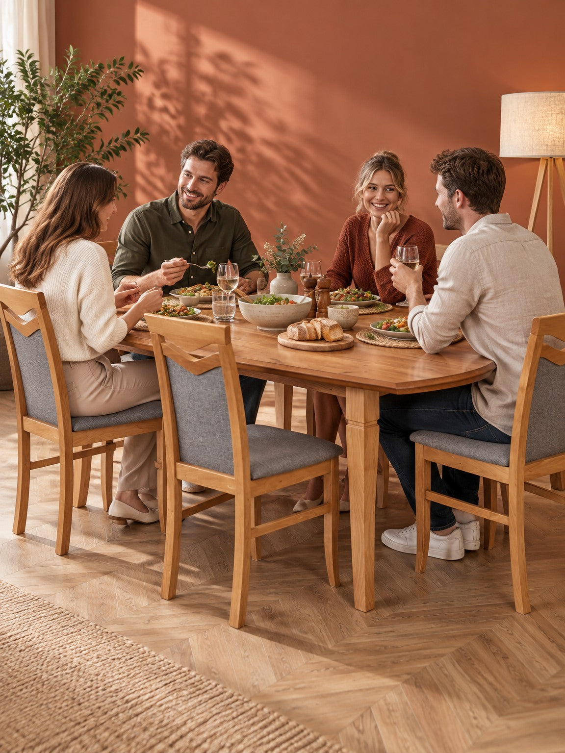 Stół URLI 160-240 cm - dąb craft / lite drewno - aranżacja