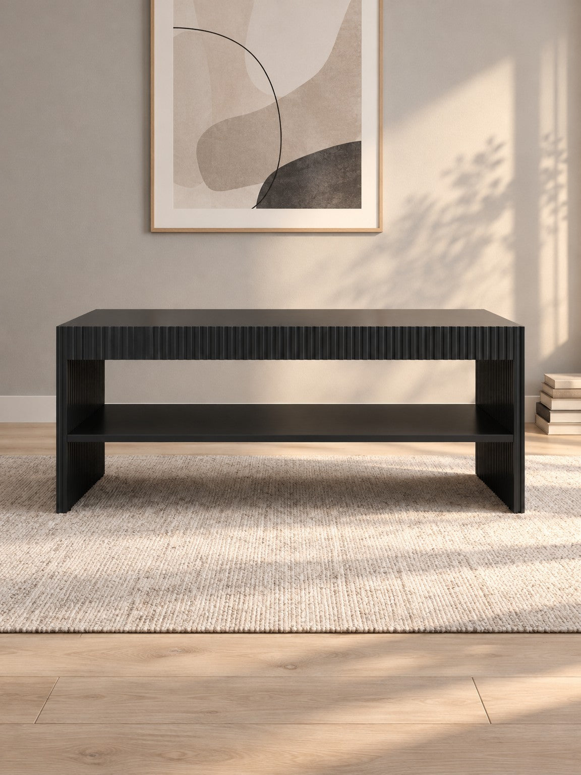 Stolik kawowy ATENA 120 cm - czarny / tworzywo
