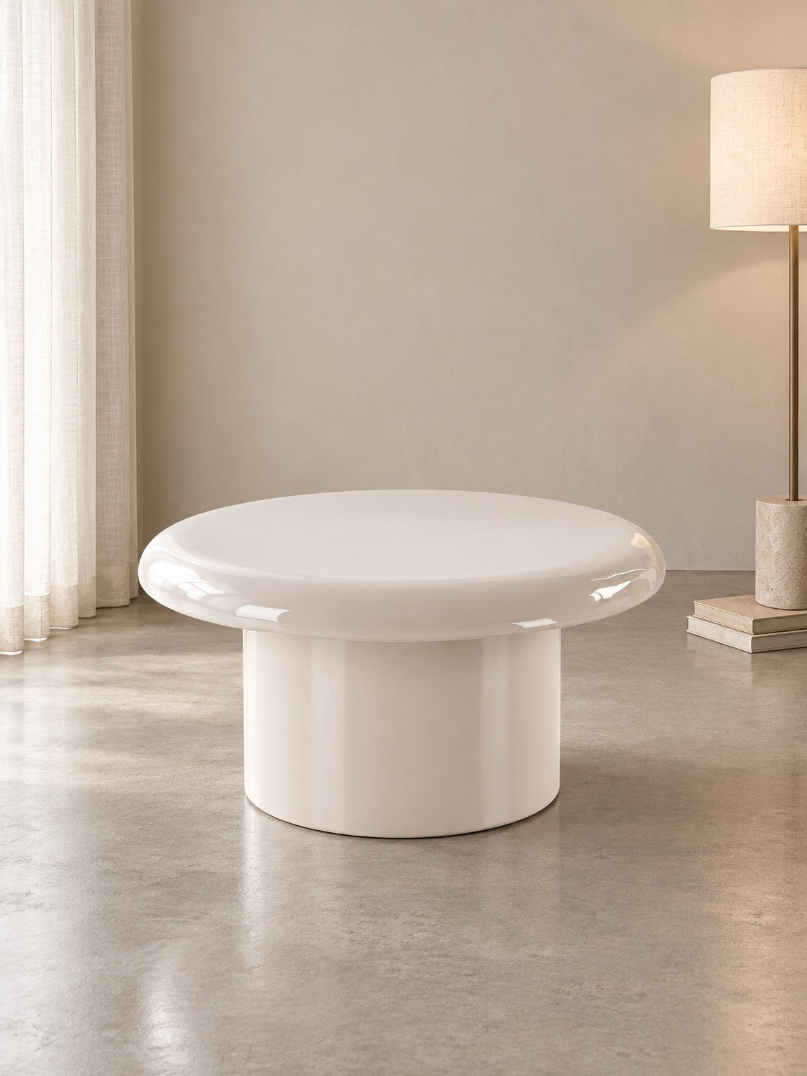 Stolik kawowy CHOTA ø80 cm - beżowy