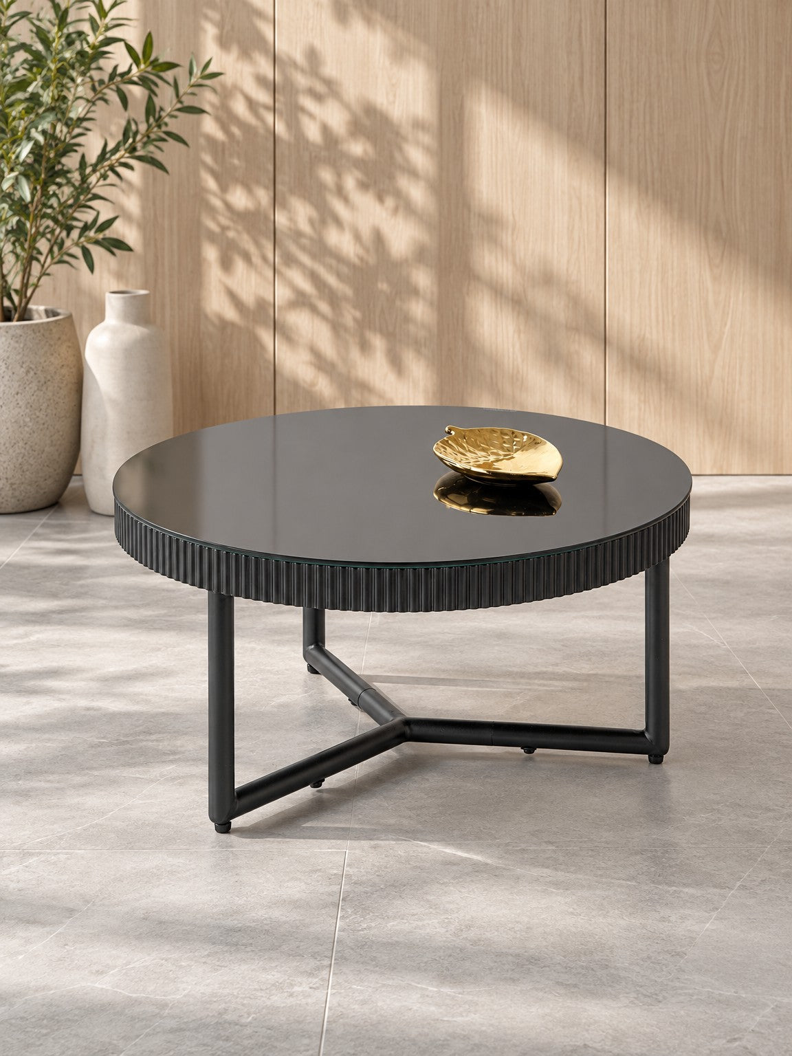 Stolik kawowy ENIA ø60 cm - czarny / metal