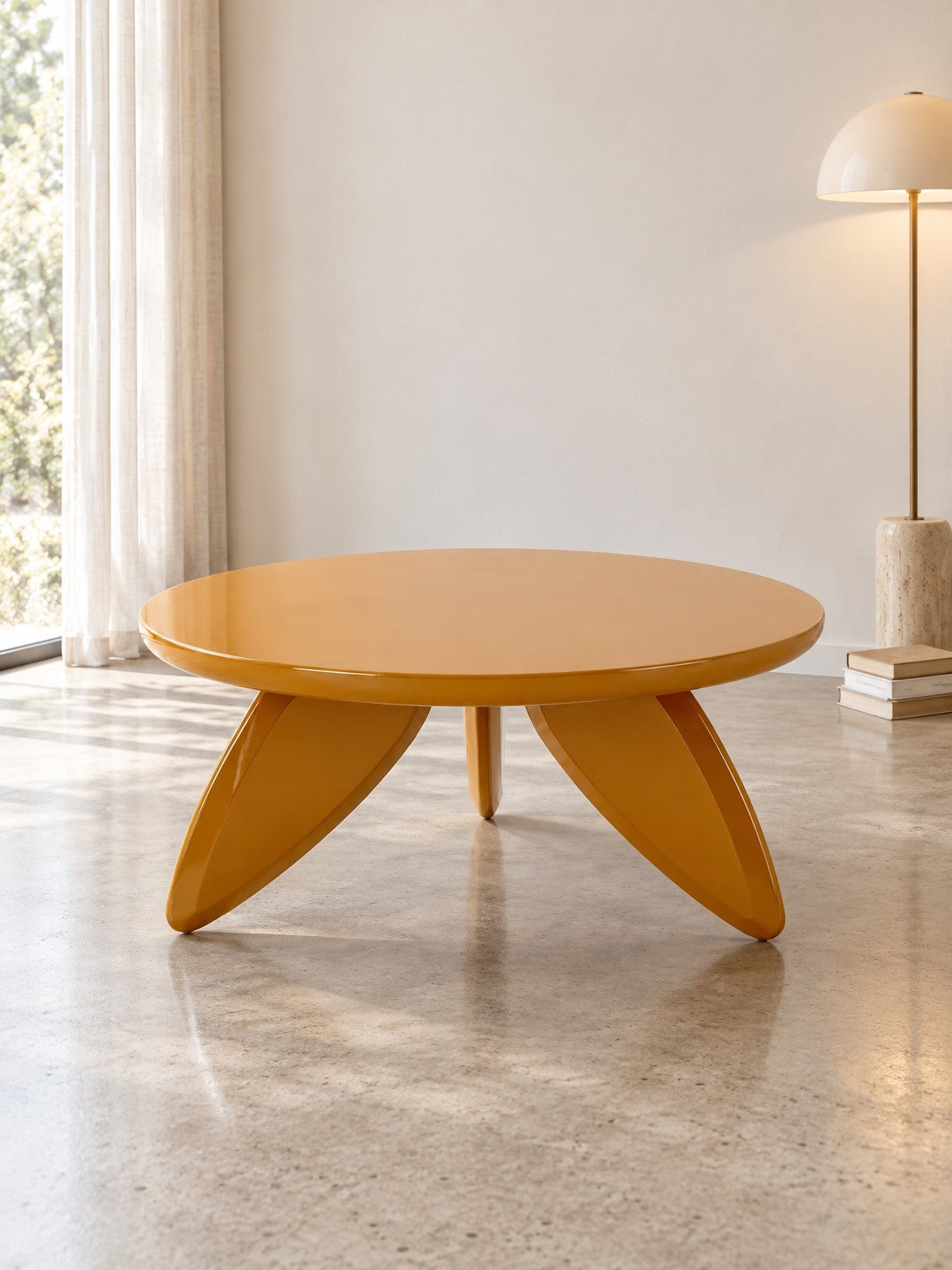 Stolik kawowy JAMORA ø80 cm - musztardowy