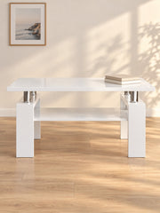 Stolik kawowy JELIRA 110 cm - biały / srebrny