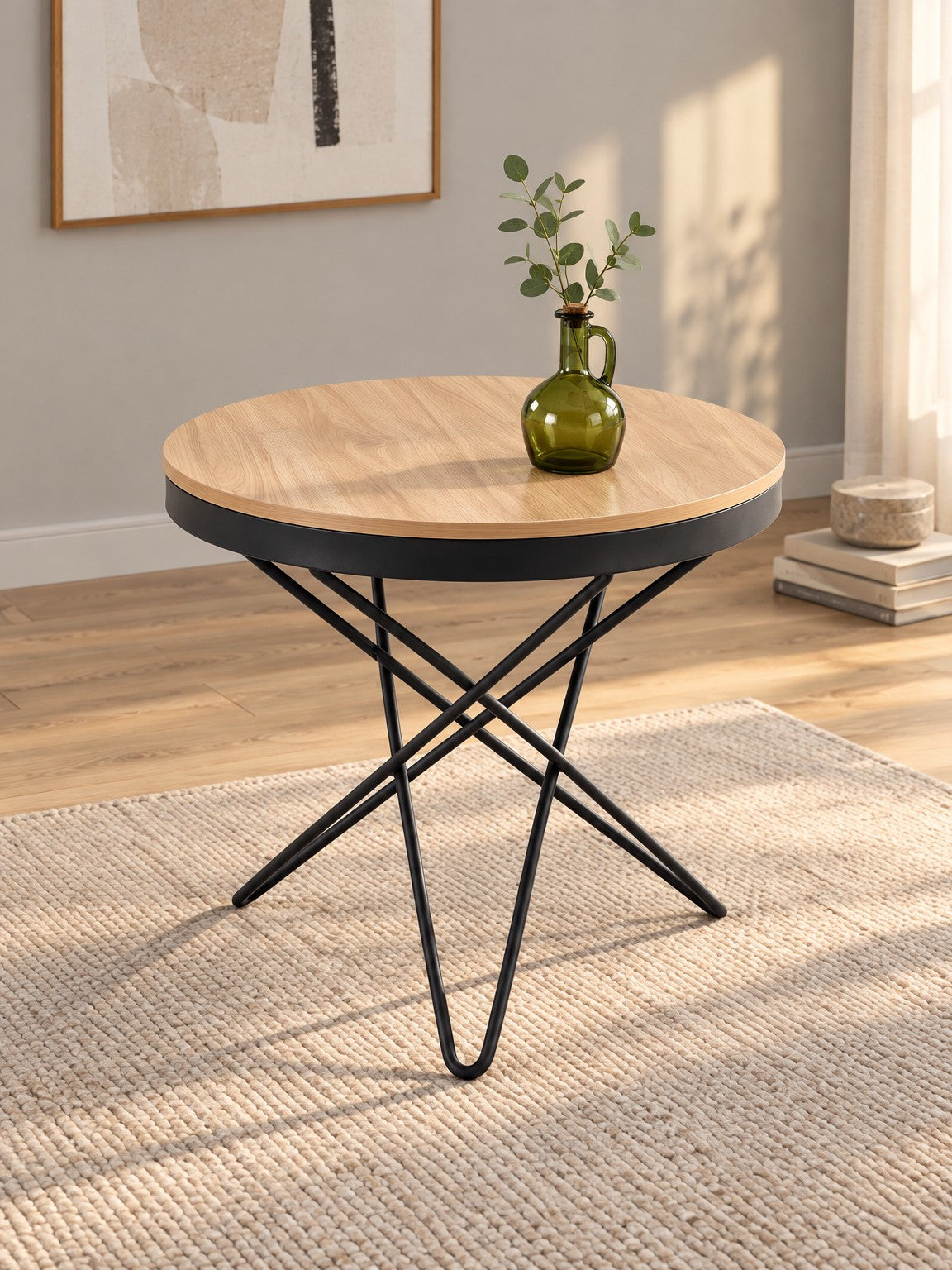 Stolik kawowy MARA ø60 cm - brązowy / czarny / metal